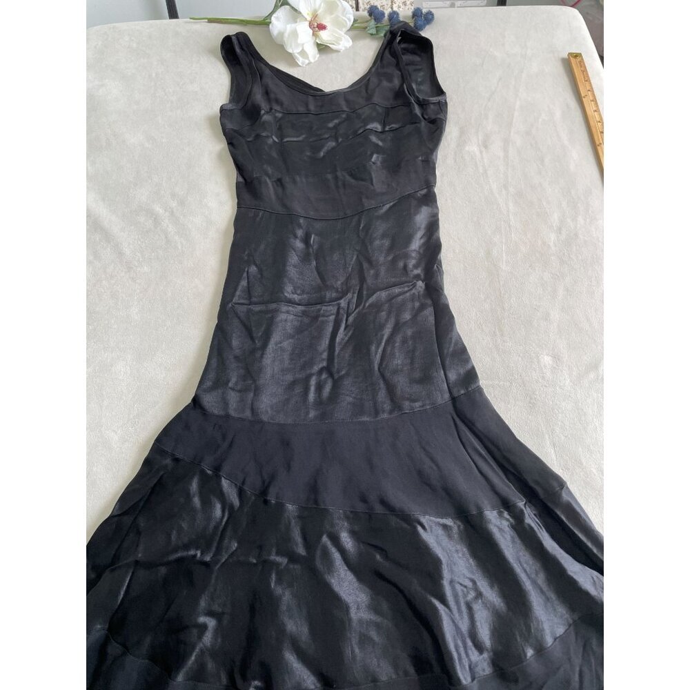 VTG MZM Sport Sleeveless Flared Dress Womens Elegant Satin Chiffon Whimsigoth 8